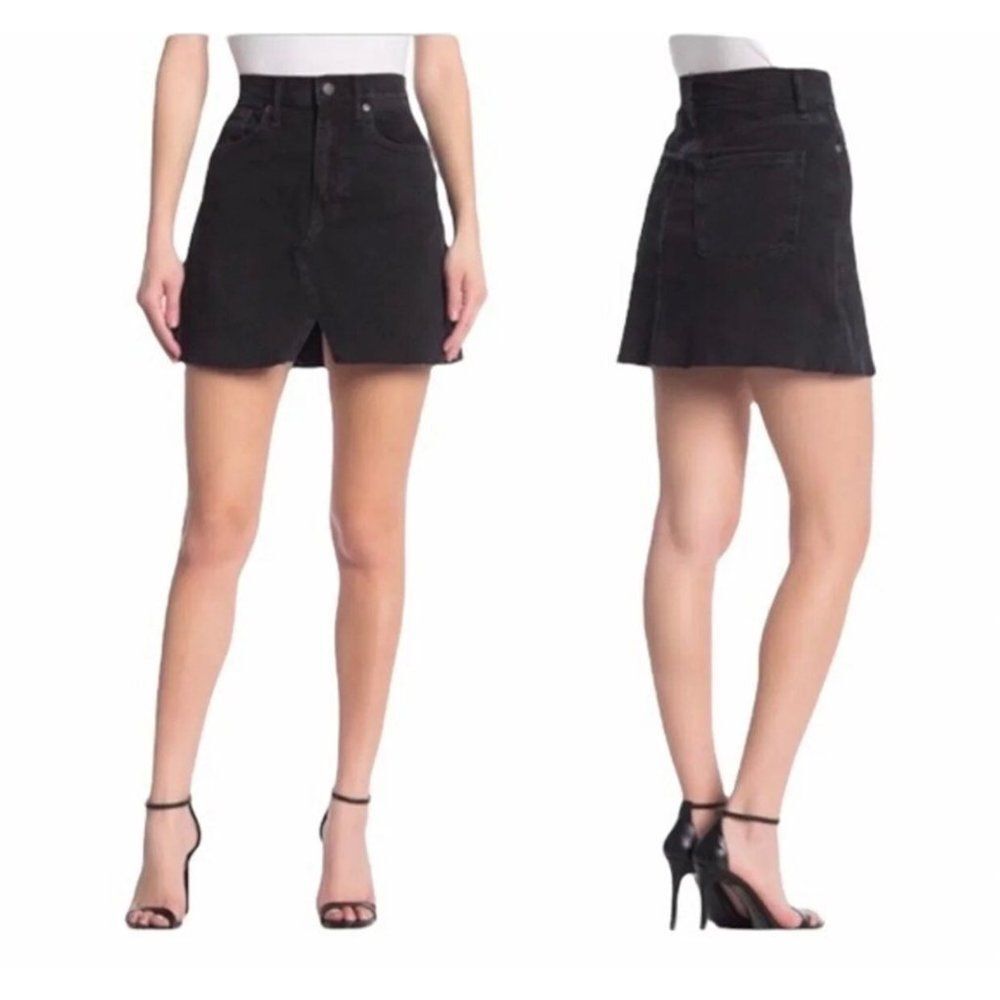 Madewell black rigid denim a line mini skirt size 26 cute Y2K